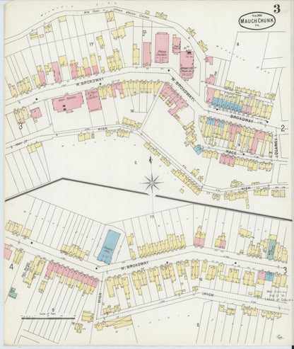 Sanborn Fire Insurance Map from Mauch Chunk, Carbon County, Pennsylvania (1896), Sheet #0003 - Historic Sanborn Fire Insurance Map Print, vintage old map wall art, antique decor, genealogy gift, Pennsylvania Pennsylvania map