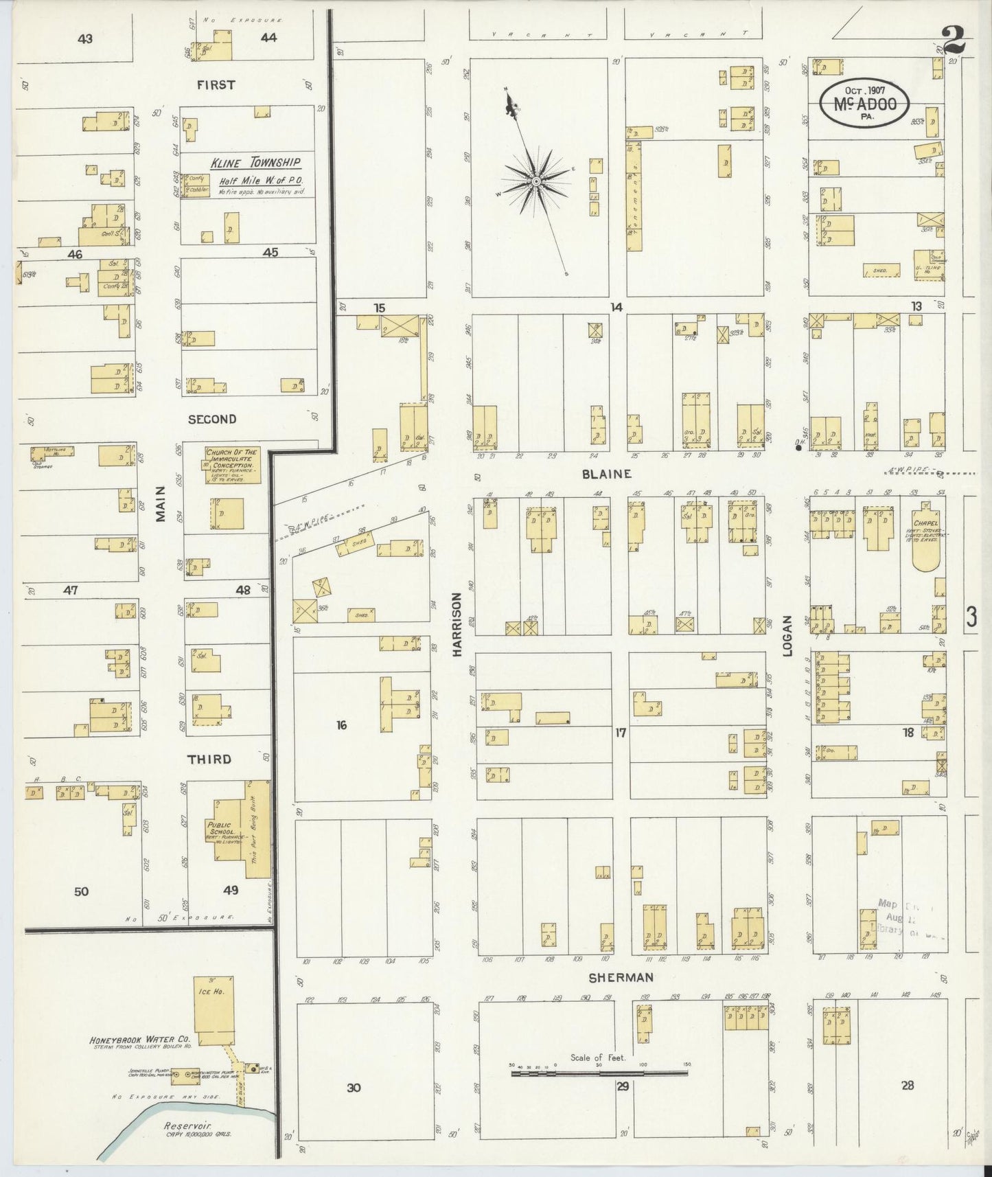Sanborn Fire Insurance Map from McAdoo, Schuylkill County, Pennsylvania (1907), Sheet #0002 - Complete Map Set gallery image, historic Sanborn map, vintage wall art, Pennsylvania Pennsylvania