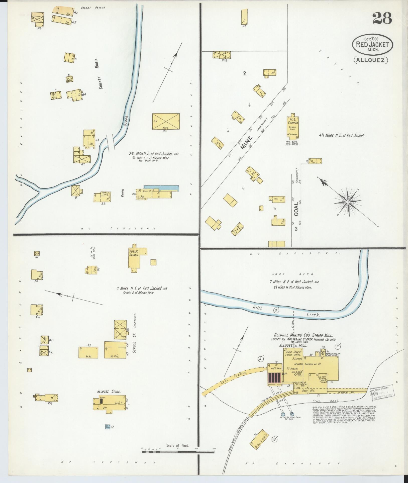 Sanborn Fire Insurance Map from Red Jacket, Houghton County, Michigan (1900), Sheet #0028 - Complete Map Set gallery image, historic Sanborn map, vintage wall art, Michigan Michigan