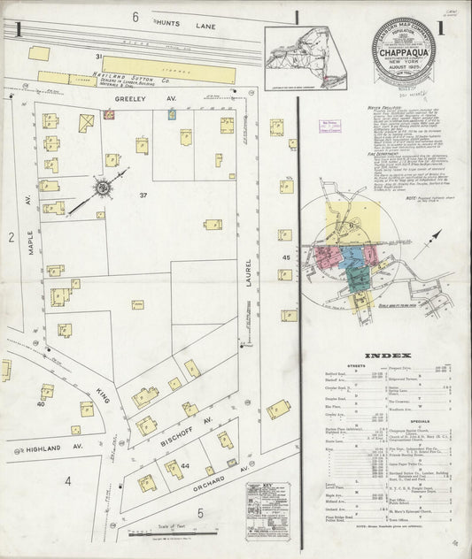 Sanborn Fire Insurance Map from Chappaqua, Westchester County, New York (1925), Sheet #0001 - Complete Map Set gallery image, historic Sanborn map, vintage wall art, New York New York