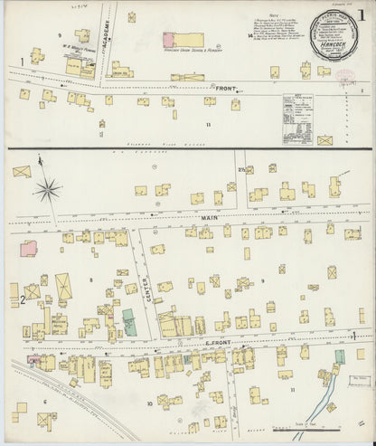 Sanborn Fire Insurance Map from Hancock, Delaware County, New York (1897), Sheet #0001 - Complete Map Set gallery image, historic Sanborn map, vintage wall art, New York New York