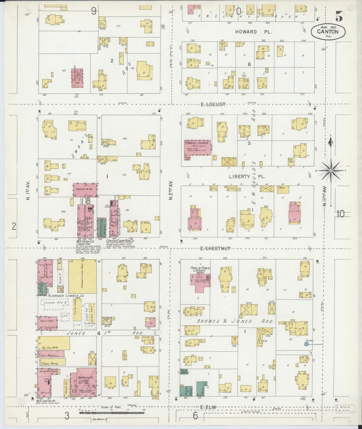 Sanborn Fire Insurance Map from Canton, Fulton County, Illinois (1902), Sheet #0005 - Historic Sanborn Fire Insurance Map Print, vintage old map wall art, antique decor, genealogy gift, Illinois Illinois map