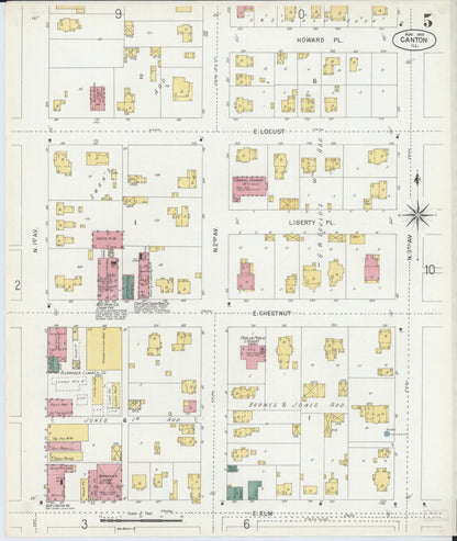 Sanborn Fire Insurance Map from Canton, Fulton County, Illinois (1902), Sheet #0005 - Historic Sanborn Fire Insurance Map Print, vintage old map wall art, antique decor, genealogy gift, Illinois Illinois map