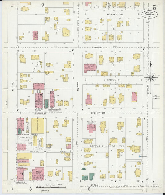 Sanborn Fire Insurance Map from Canton, Fulton County, Illinois (1902), Sheet #0005 - Historic Sanborn Fire Insurance Map Print, vintage old map wall art, antique decor, genealogy gift, Illinois Illinois map