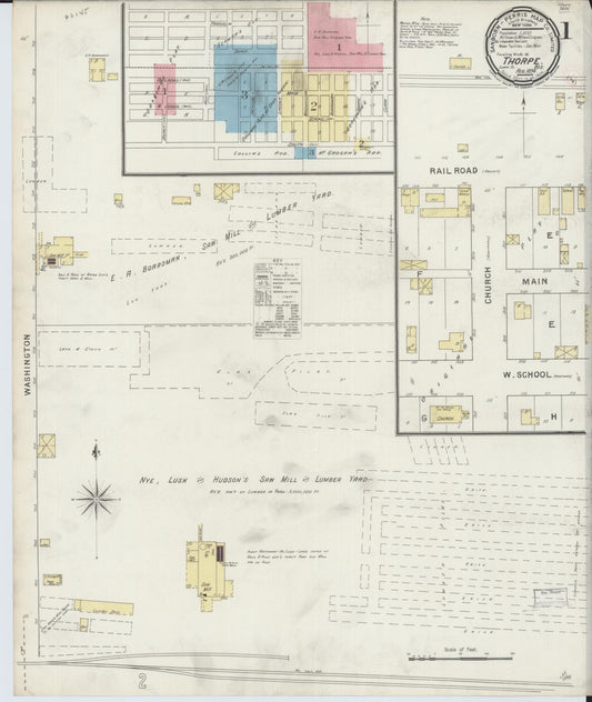 Sanborn Fire Insurance Map from Thorpe, Clark County, Wisconsin (1894), Sheet #0001 - Historic Sanborn Fire Insurance Map Print, vintage old map wall art, antique decor, genealogy gift, Wisconsin Wisconsin map