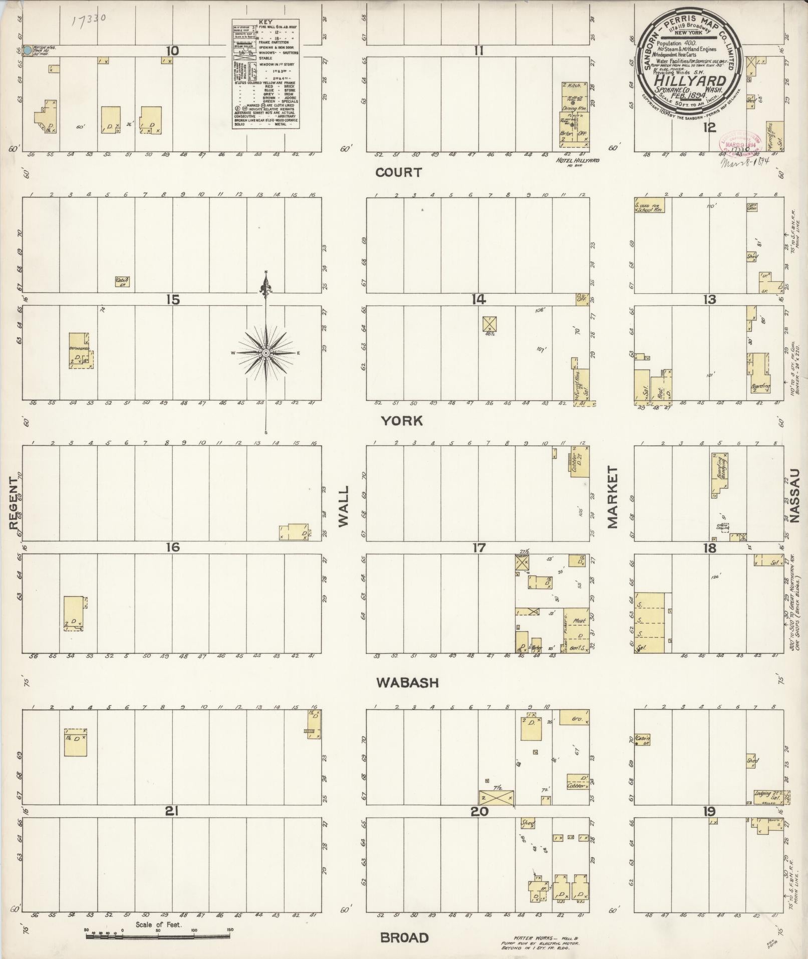 Sanborn Fire Insurance Map from Hillyard, Spokane County, Washington (1894), Sheet #0001 - Historic Sanborn Fire Insurance Map Print, vintage old map wall art, antique decor, genealogy gift, Washington Washington map