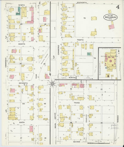 Sanborn Fire Insurance Map from Wellsburg, Brooke County, West Virginia (1907), Sheet #0004 - Complete Map Set gallery image, historic Sanborn map, vintage wall art, West Virginia West Virginia