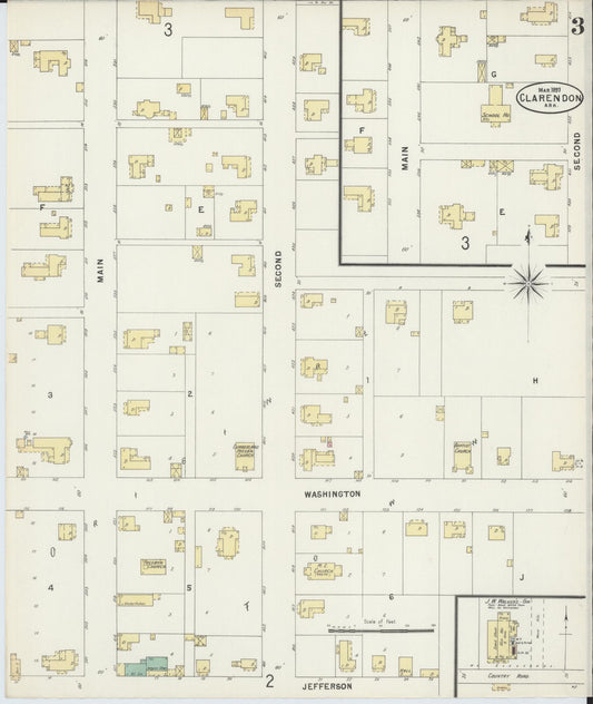 Sanborn Fire Insurance Map from Clarendon, Monroe County, Arkansas (1897), Sheet #0003 - Historic Sanborn Fire Insurance Map Print, vintage old map wall art, antique decor, genealogy gift, Arkansas Arkansas map