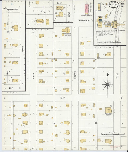 Sanborn Fire Insurance Map from Desloge, Saint Francois County, Missouri (1908), Sheet #0002 - Historic Sanborn Fire Insurance Map Print, vintage old map wall art, antique decor, genealogy gift, Missouri Missouri map