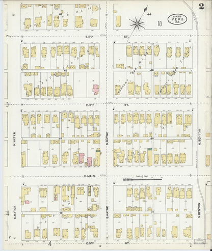 Sanborn Fire Insurance Map from Peru, Miami County, Indiana (1906), Sheet #0002 - Historic Sanborn Fire Insurance Map Print, vintage old map wall art, antique decor, genealogy gift, Indiana Indiana map