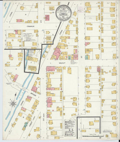 Sanborn Fire Insurance Map from Lowell, Washington County, Ohio (1905), Sheet #0001 - Historic Sanborn Fire Insurance Map Print, vintage old map wall art, antique decor, genealogy gift, Ohio Ohio map