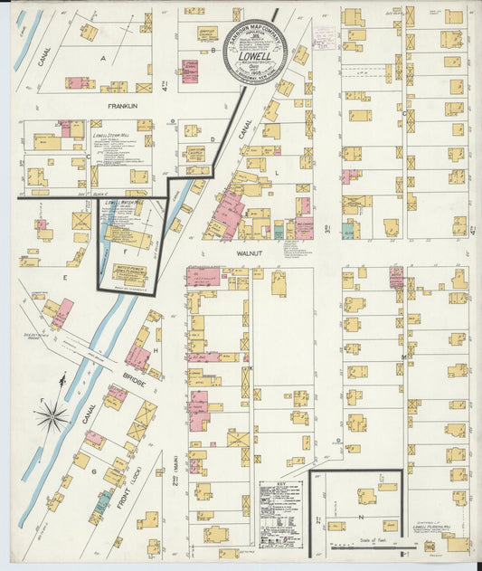 Sanborn Fire Insurance Map from Lowell, Washington County, Ohio (1905), Sheet #0001 - Historic Sanborn Fire Insurance Map Print, vintage old map wall art, antique decor, genealogy gift, Ohio Ohio map
