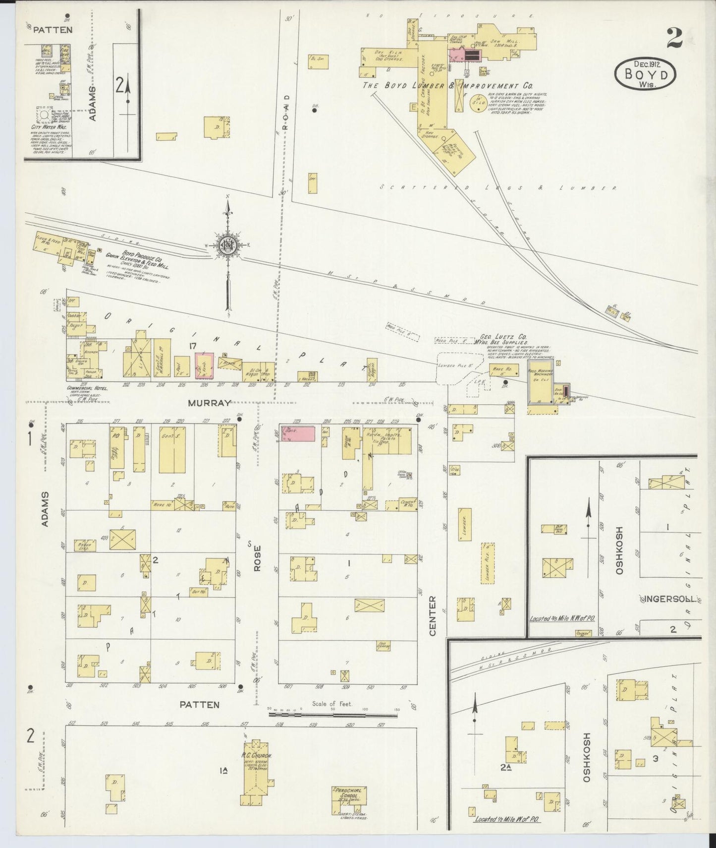 Sanborn Fire Insurance Map from Boyd, Chippewa County, Wisconsin (1912), Sheet #0002 - Historic Sanborn Fire Insurance Map Print, vintage old map wall art, antique decor, genealogy gift, Wisconsin Wisconsin map