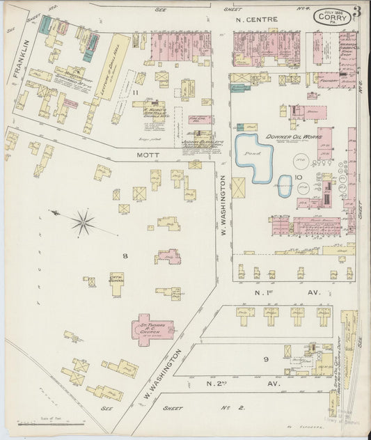 Sanborn Fire Insurance Map from Corry, Erie County, Pennsylvania (1886), Sheet #0003 - Historic Sanborn Fire Insurance Map Print, vintage old map wall art, antique decor, genealogy gift, Pennsylvania Pennsylvania map