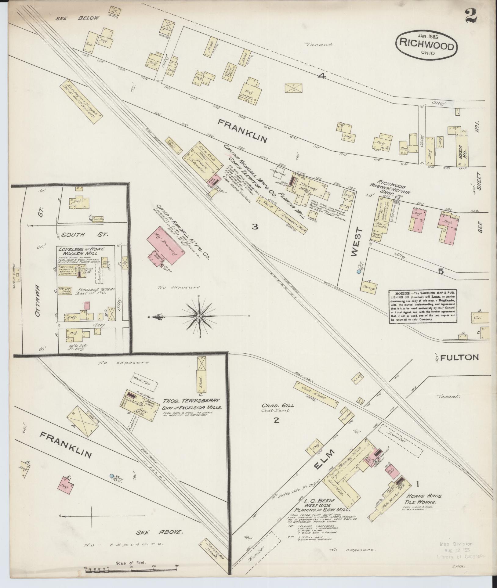 Sanborn Fire Insurance Map from Richwood, Union County, Ohio (1885), Sheet #0002 - Historic Sanborn Fire Insurance Map Print, vintage old map wall art, antique decor, genealogy gift, Ohio Ohio map