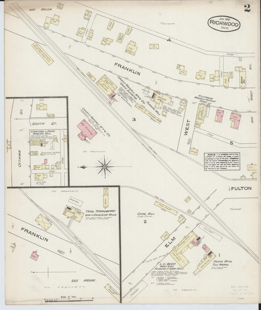 Sanborn Fire Insurance Map from Richwood, Union County, Ohio (1885), Sheet #0002 - Historic Sanborn Fire Insurance Map Print, vintage old map wall art, antique decor, genealogy gift, Ohio Ohio map