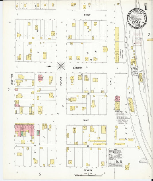 Sanborn Fire Insurance Map from Troy, Doniphan County, Kansas (1900), Sheet #0001 - Historic Sanborn Fire Insurance Map Print, vintage old map wall art, antique decor, genealogy gift, Kansas Kansas map