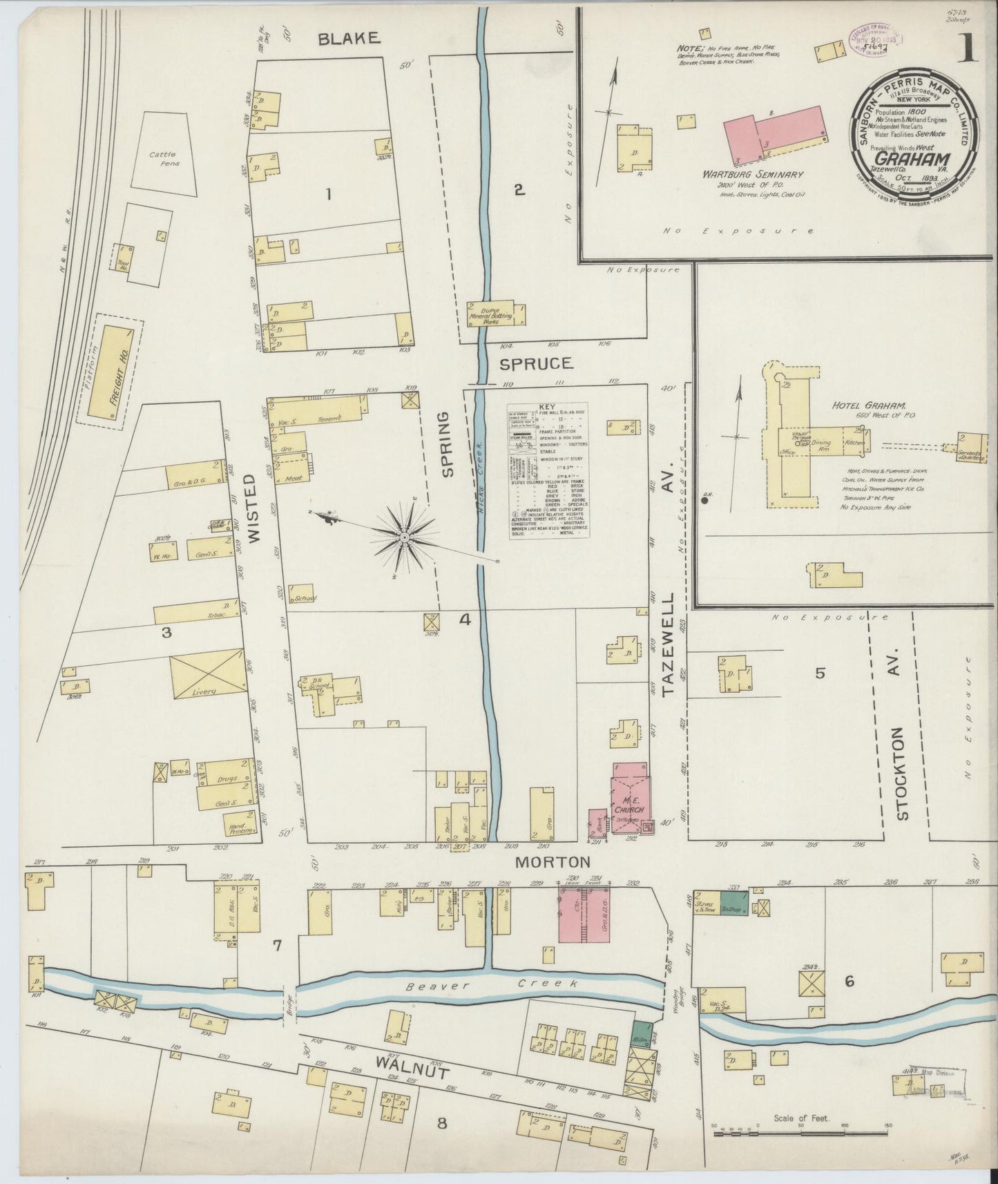 Sanborn Fire Insurance Map from Graham, Tazewell County, Virginia. (1893) – Historic Sanborn Fire Insurance Map Print