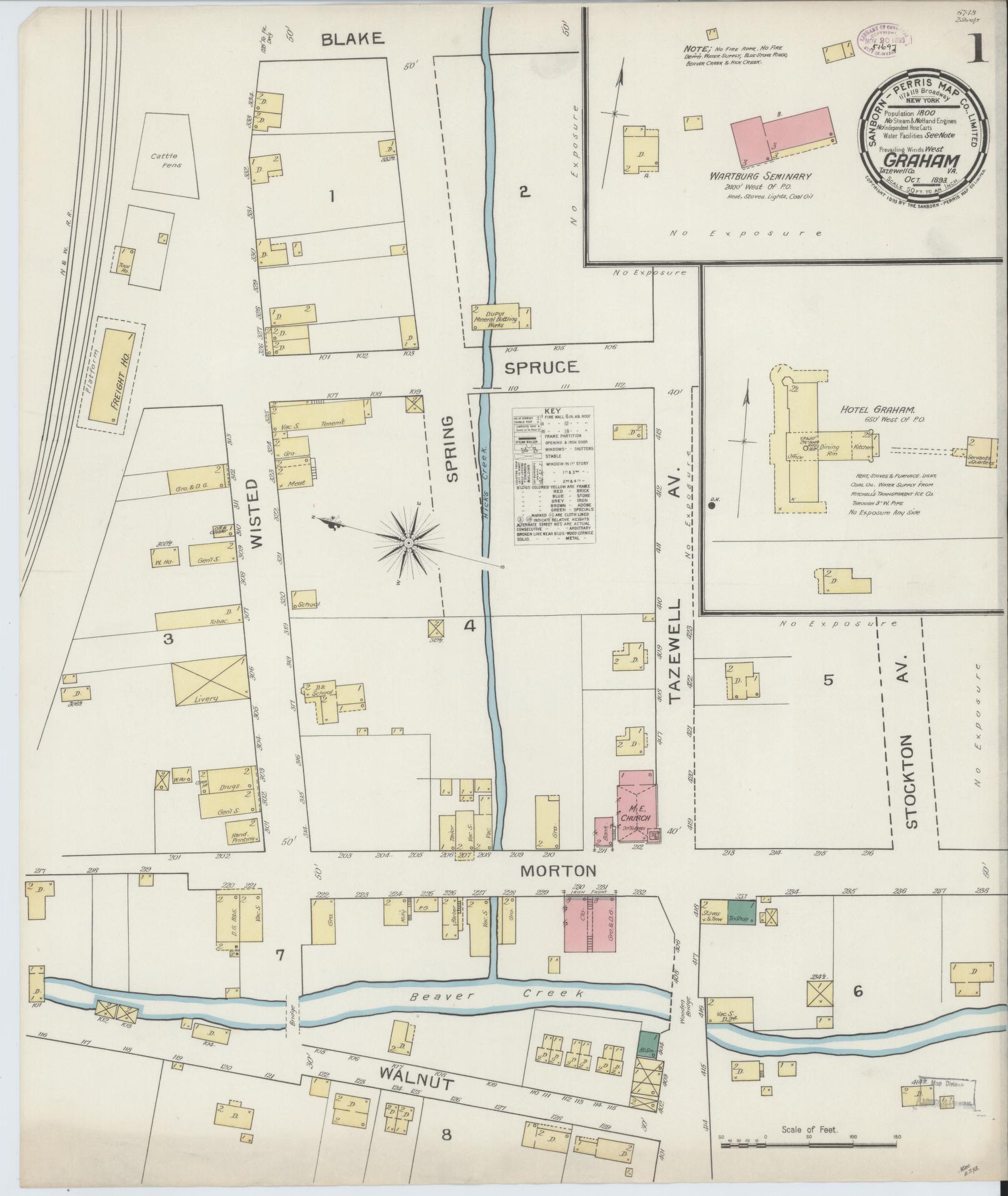 Sanborn Fire Insurance Map from Graham, Tazewell County, Virginia. (1893) – Historic Sanborn Fire Insurance Map Print
