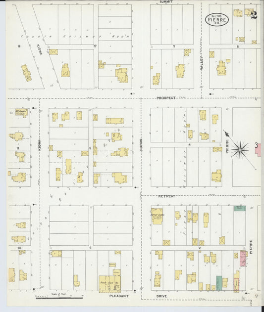 Sanborn Fire Insurance Map from Pierre, Hughes County, South Dakota (1903), Sheet #0002 - Historic Sanborn Fire Insurance Map Print, vintage old map wall art, antique decor, genealogy gift, South Dakota South Dakota map