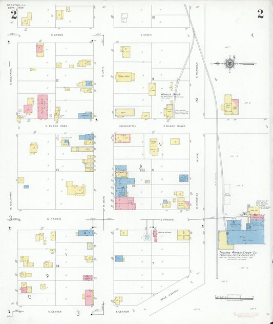 Sanborn Fire Insurance Map from Rockton, Winnebago County, Illinois (1939), Sheet #0002 - Historic Sanborn Fire Insurance Map Print, vintage old map wall art, antique decor, genealogy gift, Illinois Illinois map