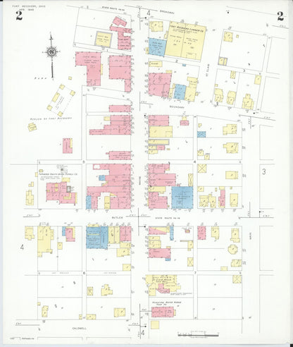 Sanborn Fire Insurance Map from Fort Recovery, Mercer County, Ohio (1946), Sheet #0002 - Historic Sanborn Fire Insurance Map Print, vintage old map wall art, antique decor, genealogy gift, Ohio Ohio map