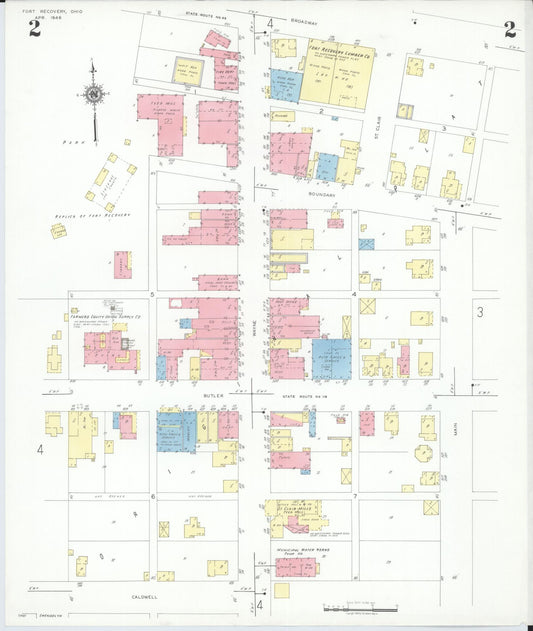Sanborn Fire Insurance Map from Fort Recovery, Mercer County, Ohio (1946), Sheet #0002 - Historic Sanborn Fire Insurance Map Print, vintage old map wall art, antique decor, genealogy gift, Ohio Ohio map