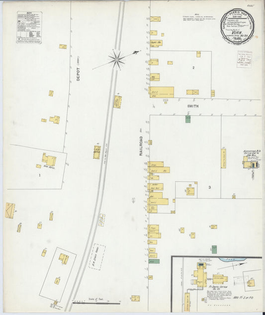 Sanborn Fire Insurance Map from Vian, Sequoyah County, Oklahoma (1901), Sheet #0001 - Historic Sanborn Fire Insurance Map Print, vintage old map wall art, antique decor, genealogy gift, Oklahoma Oklahoma map