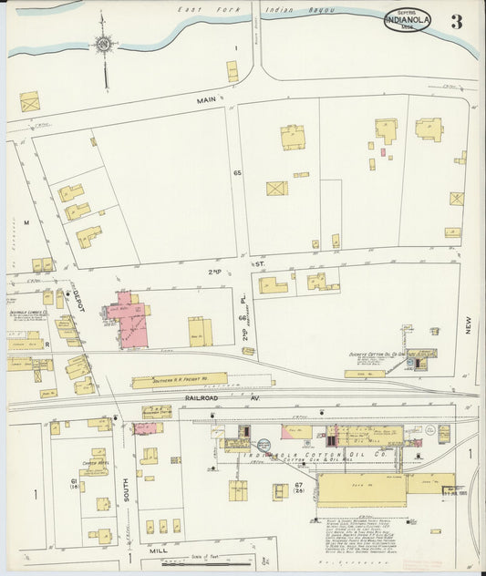 Sanborn Fire Insurance Map from Indianola, Sunflower County, Mississippi (1915), Sheet #0003 - Historic Sanborn Fire Insurance Map Print, vintage old map wall art, antique decor, genealogy gift, Mississippi Mississippi map