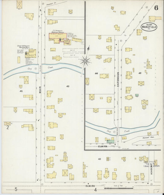 Sanborn Fire Insurance Map from Mansfield, Tioga County, Pennsylvania (1897), Sheet #0006 - Historic Sanborn Fire Insurance Map Print, vintage old map wall art, antique decor, genealogy gift, Pennsylvania Pennsylvania map