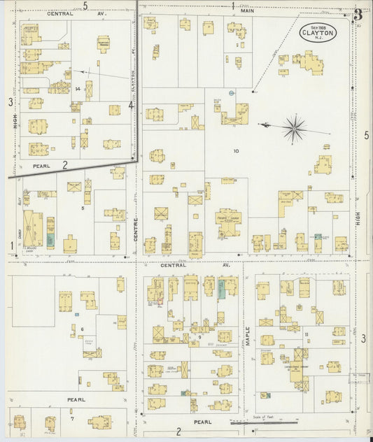 Sanborn Fire Insurance Map from Clayton, Gloucester County, New Jersey (1905), Sheet #0003 - Historic Sanborn Fire Insurance Map Print, vintage old map wall art, antique decor, genealogy gift, New Jersey New Jersey map