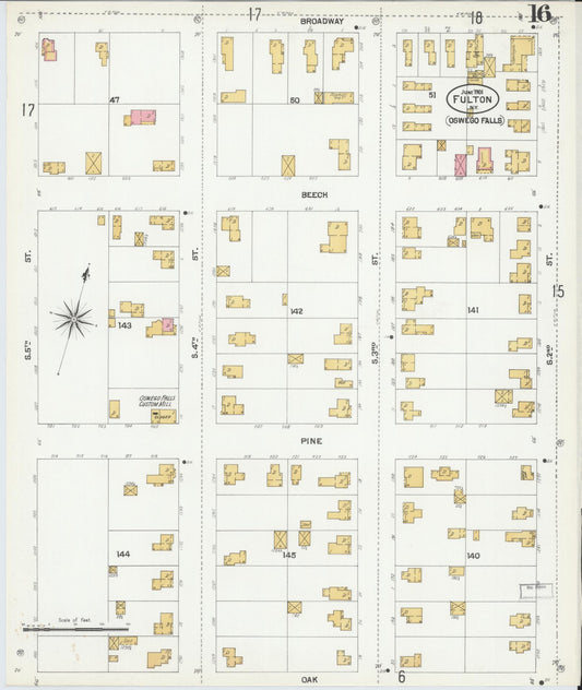 Sanborn Fire Insurance Map from Fulton, Oswego County, New York (1901), Sheet #0016 - Historic Sanborn Fire Insurance Map Print, vintage old map wall art, antique decor, genealogy gift, New York New York map