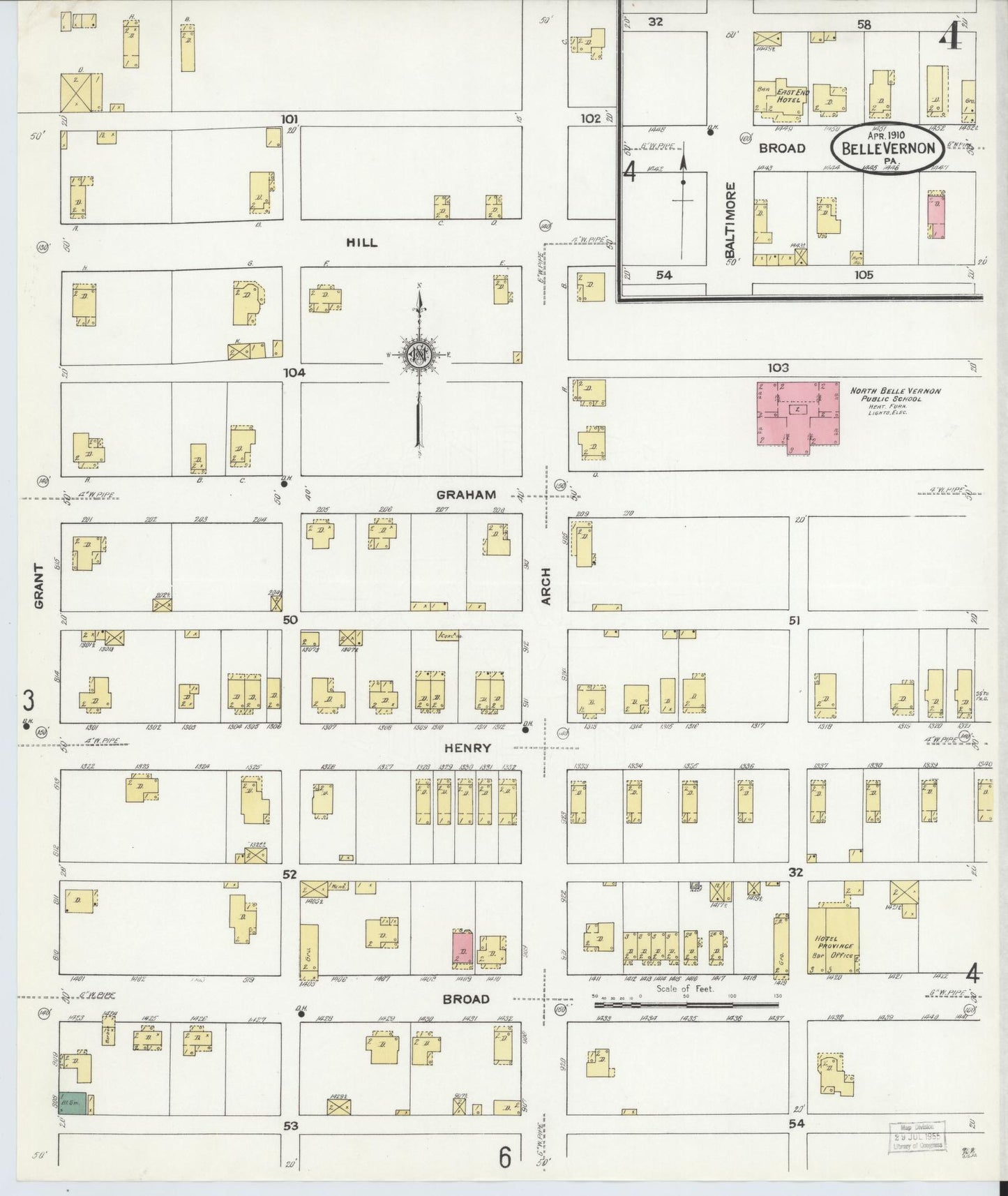 Sanborn Fire Insurance Map from Belle Vernon, Fayette County, Pennsylvania (1910), Sheet #0004 - Historic Sanborn Fire Insurance Map Print, vintage old map wall art, antique decor, genealogy gift, Pennsylvania Pennsylvania map