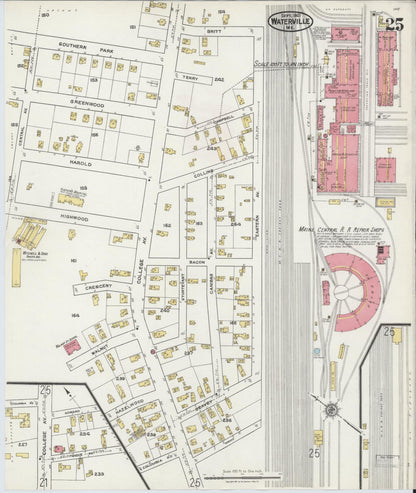 Sanborn Fire Insurance Map from Waterville, Kennebec County, Maine (1921), Sheet #0025 - Complete Map Set gallery image, historic Sanborn map, vintage wall art, Maine Maine