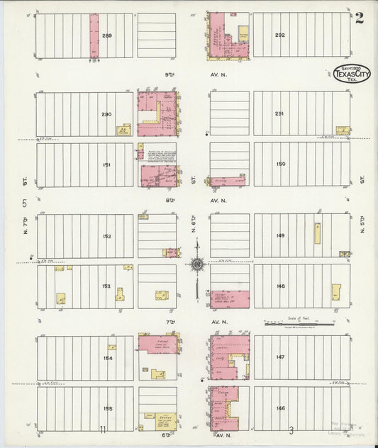 Sanborn Fire Insurance Map from Texas City, Galveston County, Texas (1920), Sheet #0002 - Historic Sanborn Fire Insurance Map Print, vintage old map wall art, antique decor, genealogy gift, Texas Texas map