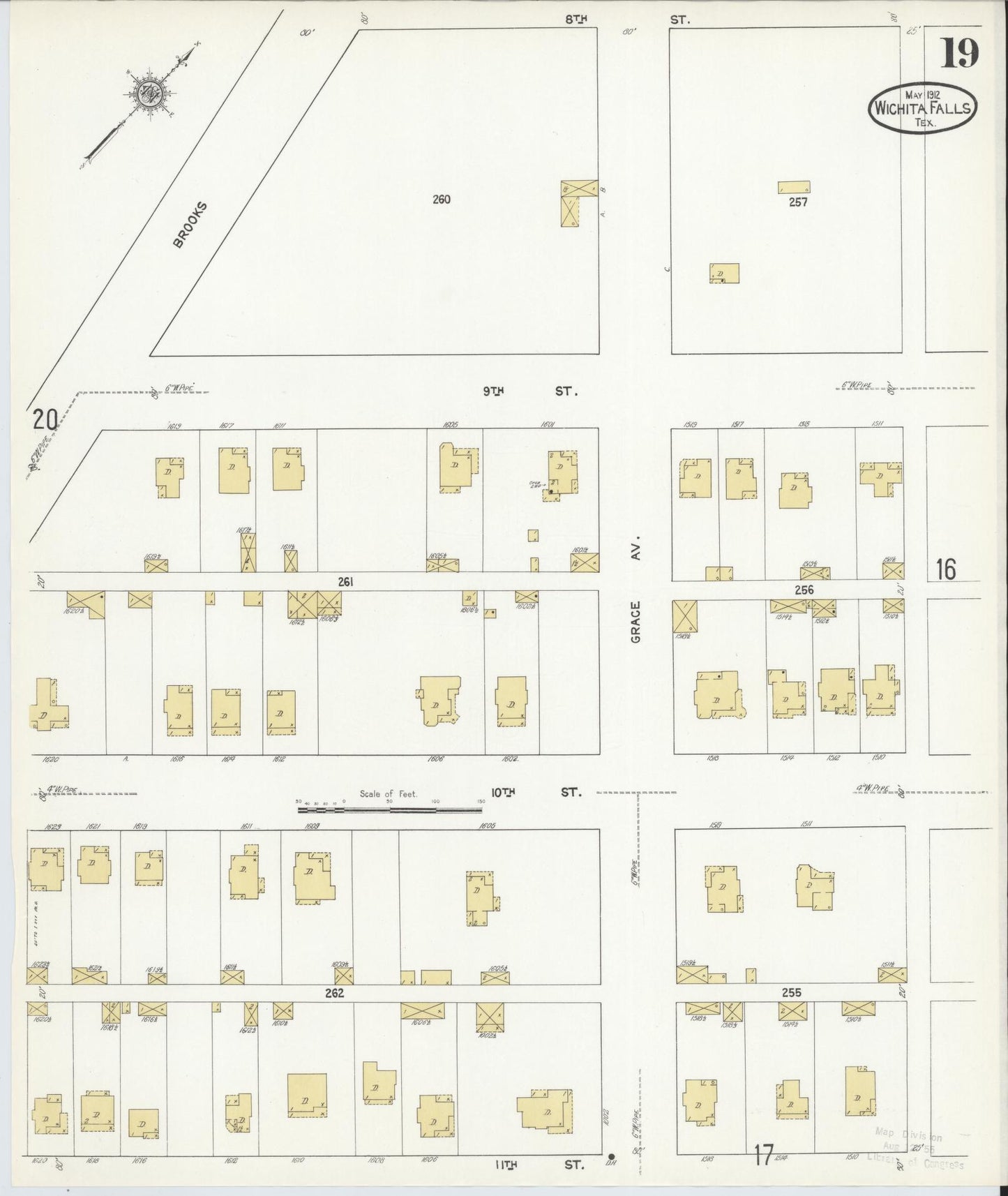 Sanborn Fire Insurance Map from Wichita Falls, Wichita County, Texas (1912), Sheet #0019 - Complete Map Set gallery image, historic Sanborn map, vintage wall art, Texas Texas