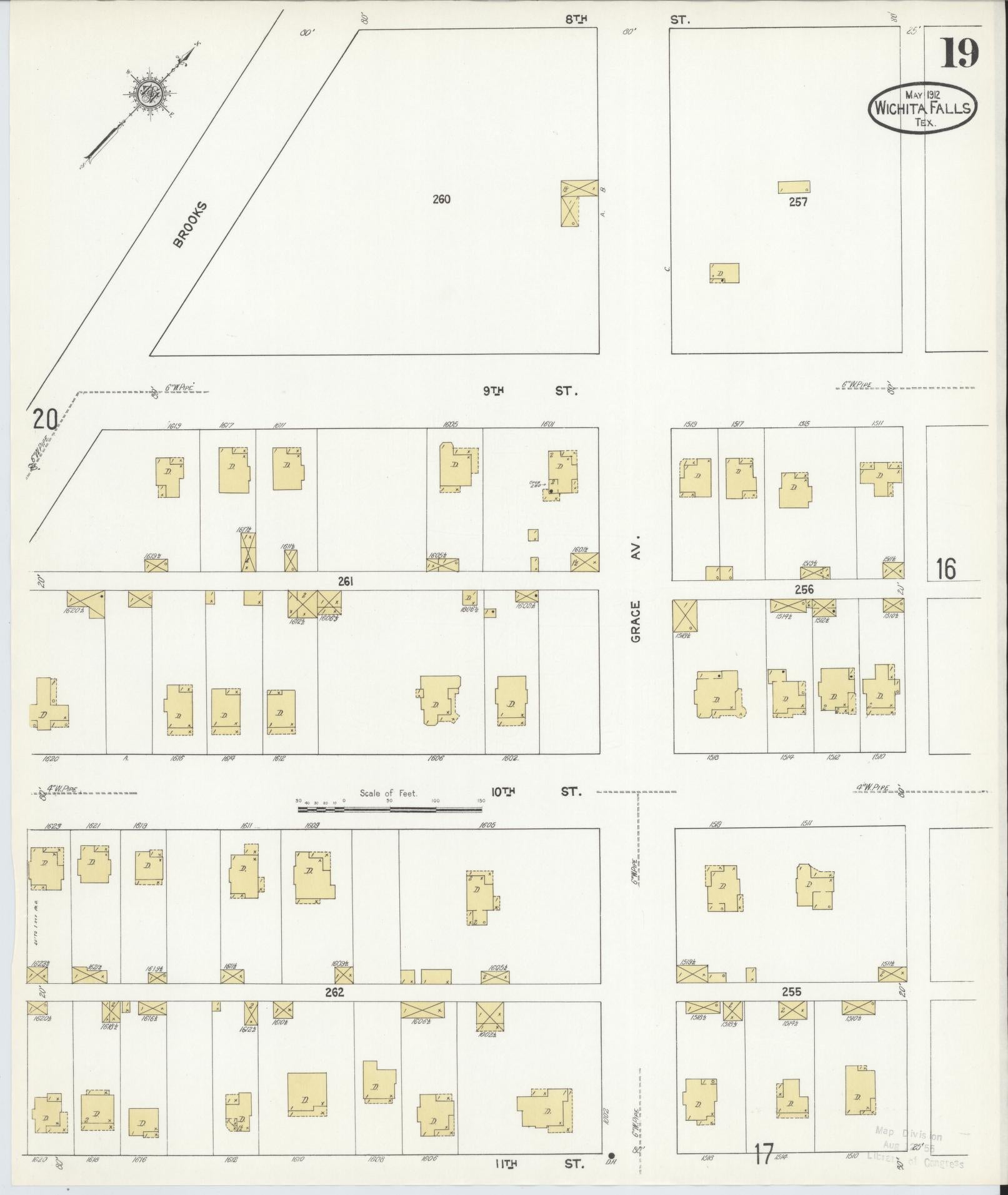 Sanborn Fire Insurance Map from Wichita Falls, Wichita County, Texas (1912), Sheet #0019 - Complete Map Set gallery image, historic Sanborn map, vintage wall art, Texas Texas