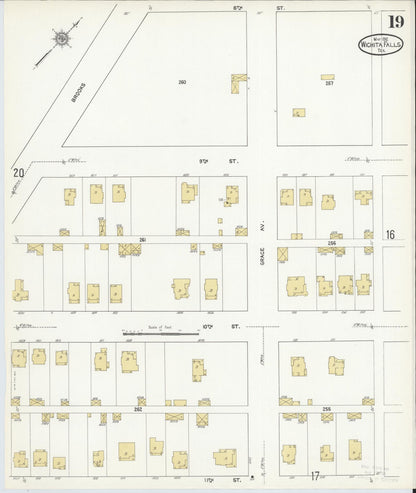 Sanborn Fire Insurance Map from Wichita Falls, Wichita County, Texas (1912), Sheet #0019 - Complete Map Set gallery image, historic Sanborn map, vintage wall art, Texas Texas