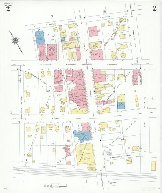 Sanborn Fire Insurance Map from Morton, Tazewell County, Illinois (1940), Sheet #0002 - Historic Sanborn Fire Insurance Map Print, vintage old map wall art, antique decor, genealogy gift, Illinois Illinois map