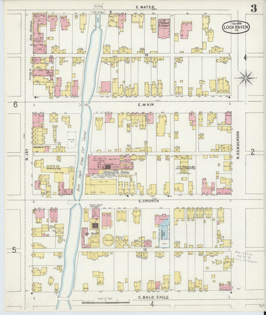 Sanborn Fire Insurance Map from Lock Haven, Clinton County, Pennsylvania (1896), Sheet #0003 - Historic Sanborn Fire Insurance Map Print, vintage old map wall art, antique decor, genealogy gift, Pennsylvania Pennsylvania map