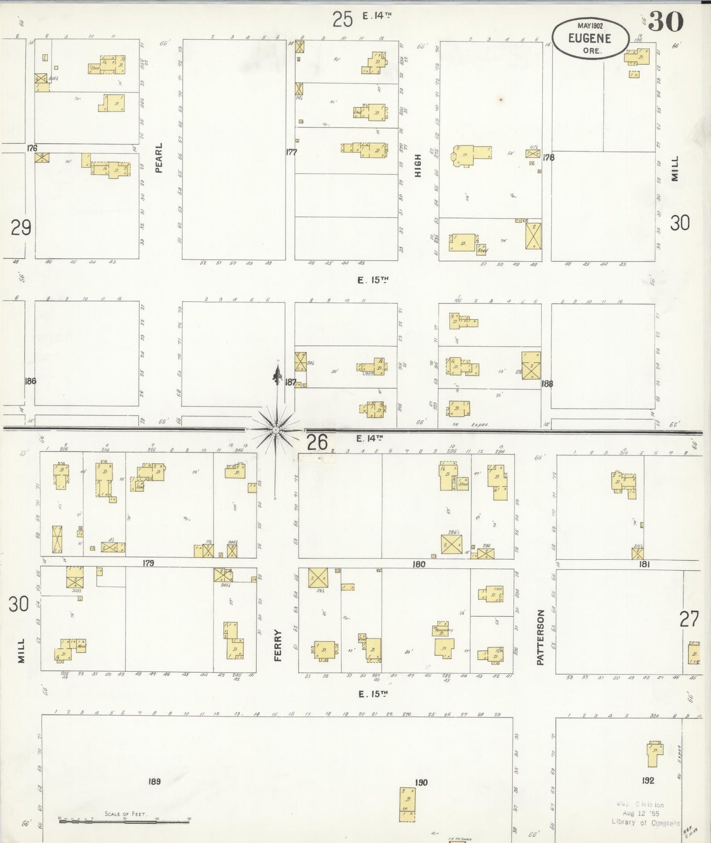 Sanborn Fire Insurance Map from Eugene, Lane County, Oregon (1902), Sheet #0030 - Historic Sanborn Fire Insurance Map Print, vintage old map wall art, antique decor, genealogy gift, Oregon Oregon map
