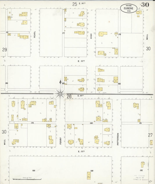 Sanborn Fire Insurance Map from Eugene, Lane County, Oregon (1902), Sheet #0030 - Historic Sanborn Fire Insurance Map Print, vintage old map wall art, antique decor, genealogy gift, Oregon Oregon map