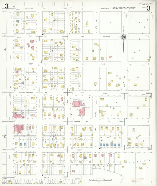 Sanborn Fire Insurance Map from Loup City, Sherman County, Nebraska (1937), Sheet #0003 - Historic Sanborn Fire Insurance Map Print, vintage old map wall art, antique decor, genealogy gift, Nebraska Nebraska map