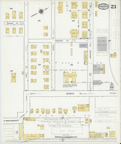 Sanborn Fire Insurance Map from Ranger, Eastland County, Texas (1920), Sheet #0023 - Complete Map Set gallery image, historic Sanborn map, vintage wall art, Texas Texas
