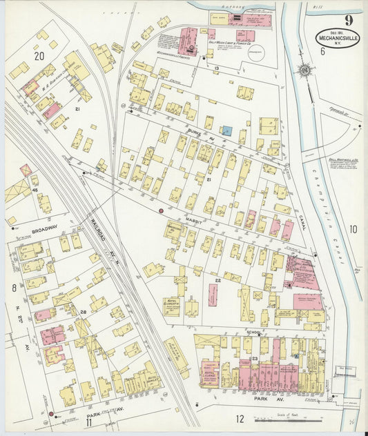 Sanborn Fire Insurance Map from Mechanicville, Saratoga County, New York (1911), Sheet #0009 - Historic Sanborn Fire Insurance Map Print, vintage old map wall art, antique decor, genealogy gift, New York New York map