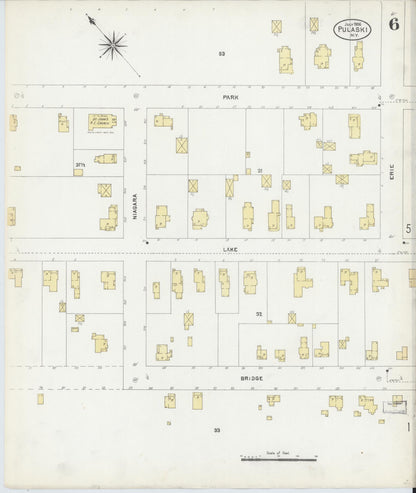 Sanborn Fire Insurance Map from Pulaski, Oswego County, New York (1906), Sheet #0006 - Historic Sanborn Fire Insurance Map Print, vintage old map wall art, antique decor, genealogy gift, New York New York map