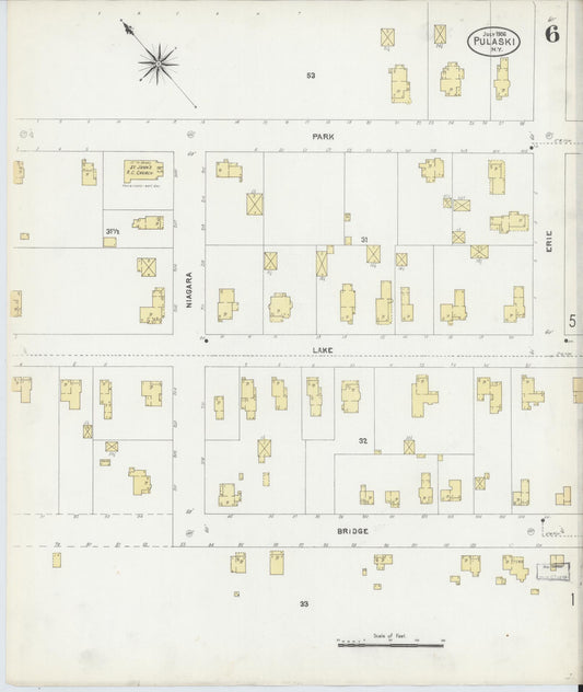 Sanborn Fire Insurance Map from Pulaski, Oswego County, New York (1906), Sheet #0006 - Historic Sanborn Fire Insurance Map Print, vintage old map wall art, antique decor, genealogy gift, New York New York map