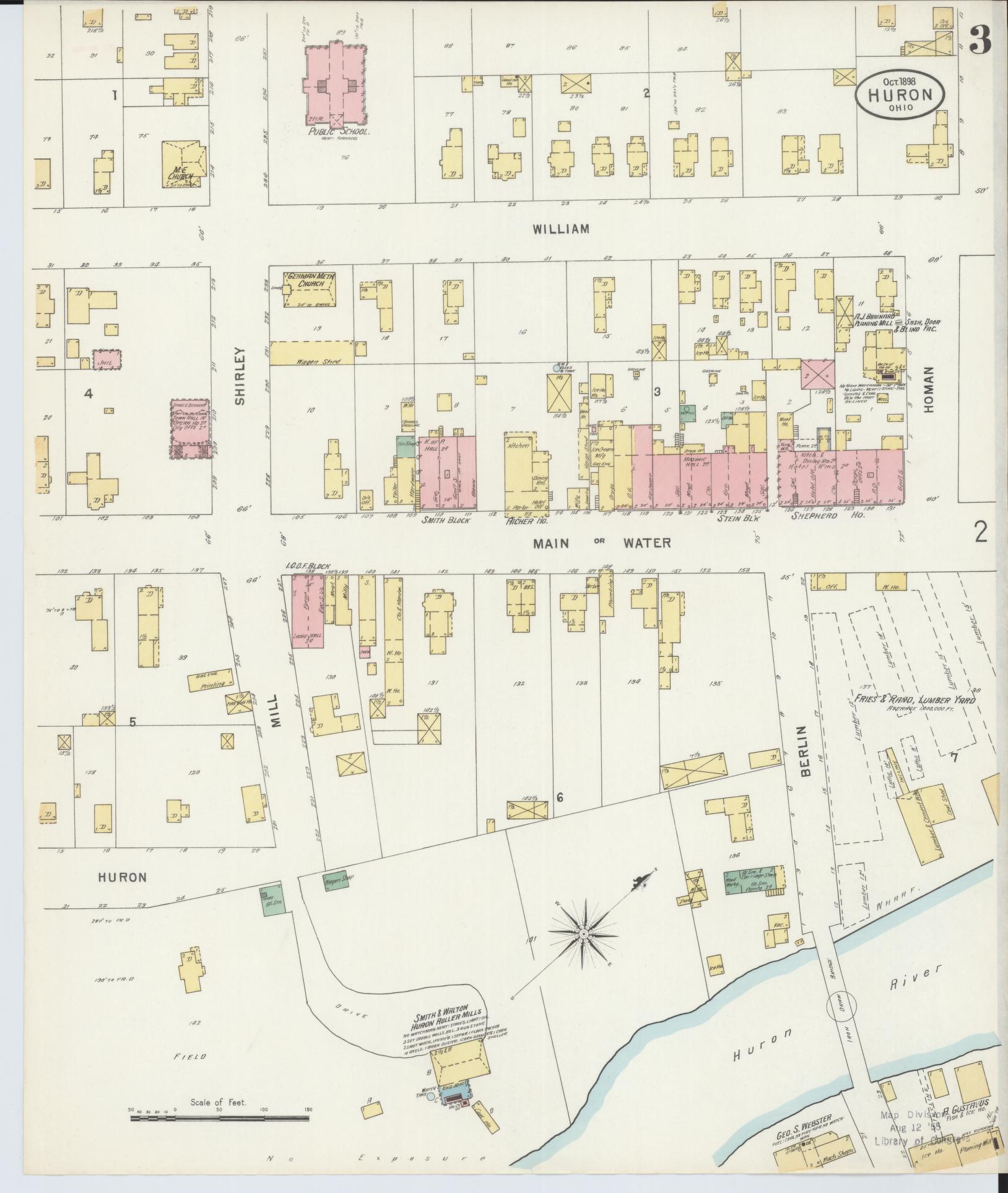 Sanborn Fire Insurance Map from Huron, Erie County, Ohio (1898), Sheet #0003 - Complete Map Set gallery image, historic Sanborn map, vintage wall art, Ohio Ohio