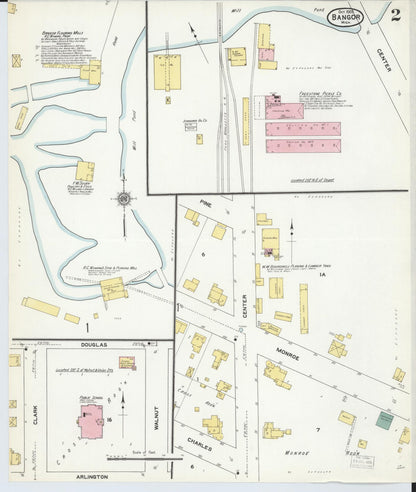 Sanborn Fire Insurance Map from Bangor, Van Buren County, Michigan (1909), Sheet #0002 - Historic Sanborn Fire Insurance Map Print, vintage old map wall art, antique decor, genealogy gift, Michigan Michigan map