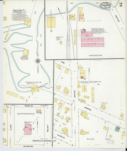 Sanborn Fire Insurance Map from Bangor, Van Buren County, Michigan (1909), Sheet #0002 - Historic Sanborn Fire Insurance Map Print, vintage old map wall art, antique decor, genealogy gift, Michigan Michigan map